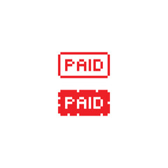 pixel art  paid stamp vector game 8 bit icon vector game logo