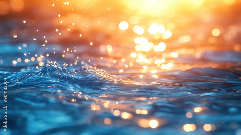 Poster water texture with cascading waves and bright highlight