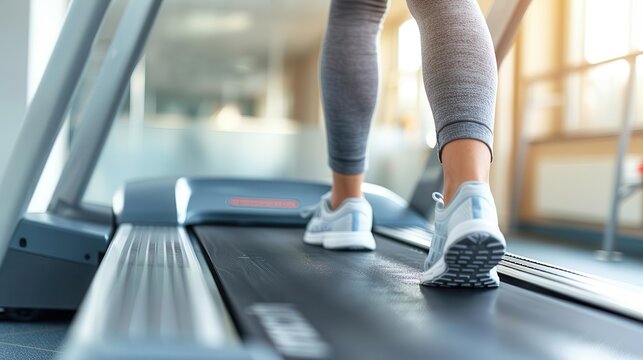 Overweight person on a treadmill, cardio exercise, weight loss goal