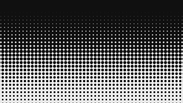 Halftone dots background - vertical transition mask - 3D 4k animation (3840 x 2160 px)