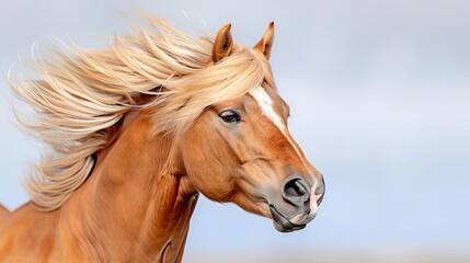 Detailed shot of a horse's flowing mane in motion, horse mane, movement and texture