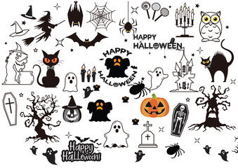 Happy Halloween 2024 All Icon Design Vector 