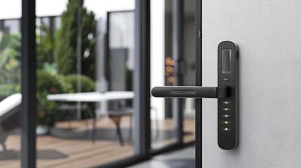 A next-gen smart door lock with advanced security features and sleek, modern design.
