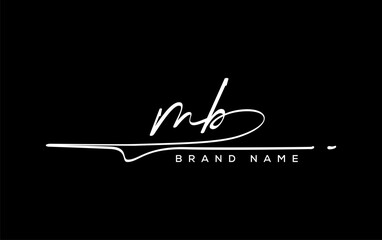 MB letter beauty handwriting vector logo.