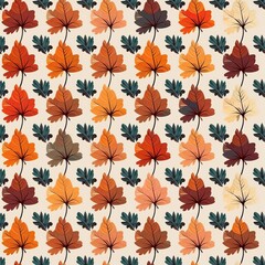 Obraz premium Seamless Autumn Leaves Pattern Design