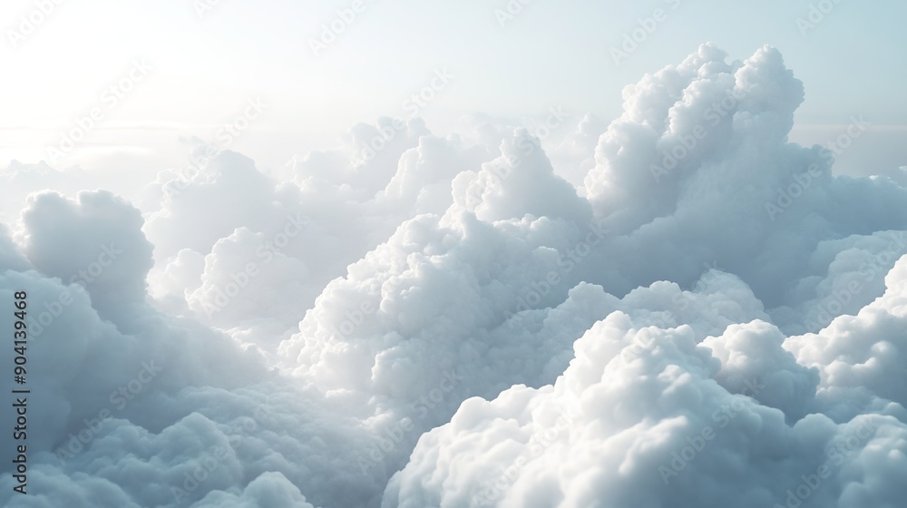 Poster white texture with soft, fluffy clouds and subtle gradient