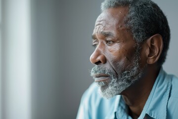 Obraz premium Loneliness and Sadness: Portrait of a Senior Man in Isolation