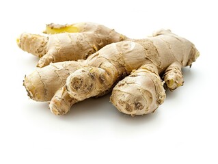 Fototapeta premium Photo of ginger root, isolated on white background