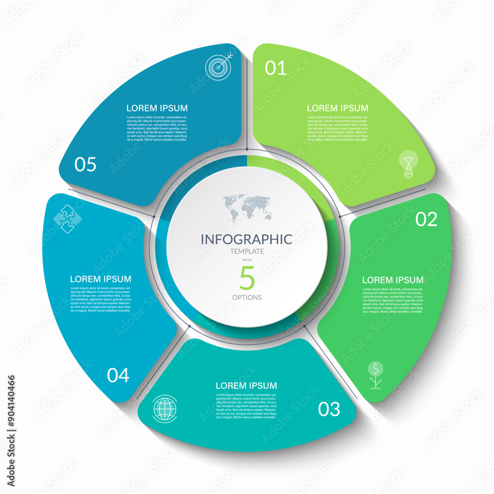 Canvas Prints infographic circular vector template with 5 options, parts. 5-step cycle diagram for business infogr