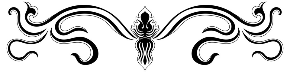 Classic black vintage lines on a black background. For decorating elegant cards