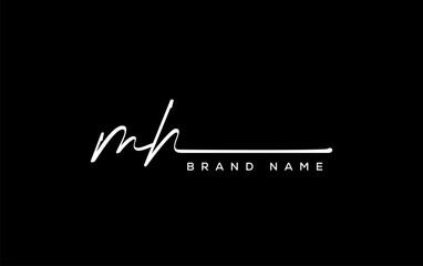 MH letter beauty handwriting vector logo.