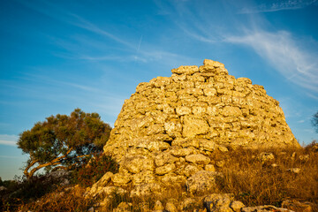 prehistoric settlement of Talatí de Dalt, central talayot, 1300 BC, Mahon, Menorca, Balearic...