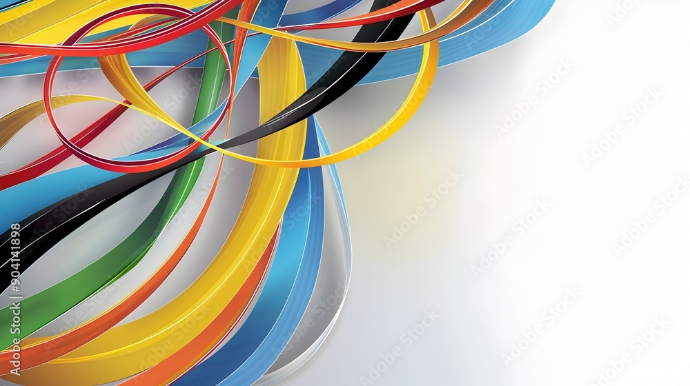 Poster colorful abstract fluid curves and shapes in dynamic motion