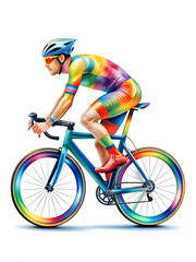 Naklejka premium Cyclist in Vibrant Gear Riding Bicycle