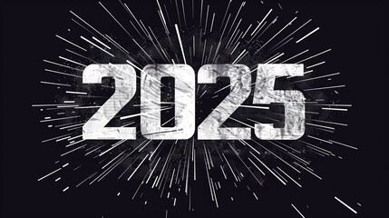 The white number 2025 on a black background in the form of a futuristic font.