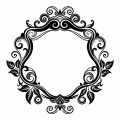 A black and white frame with a leafy design