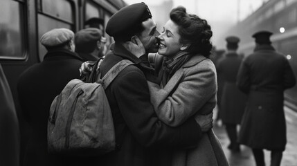 "Emotional Reunion: End of Separation at the Train Station"