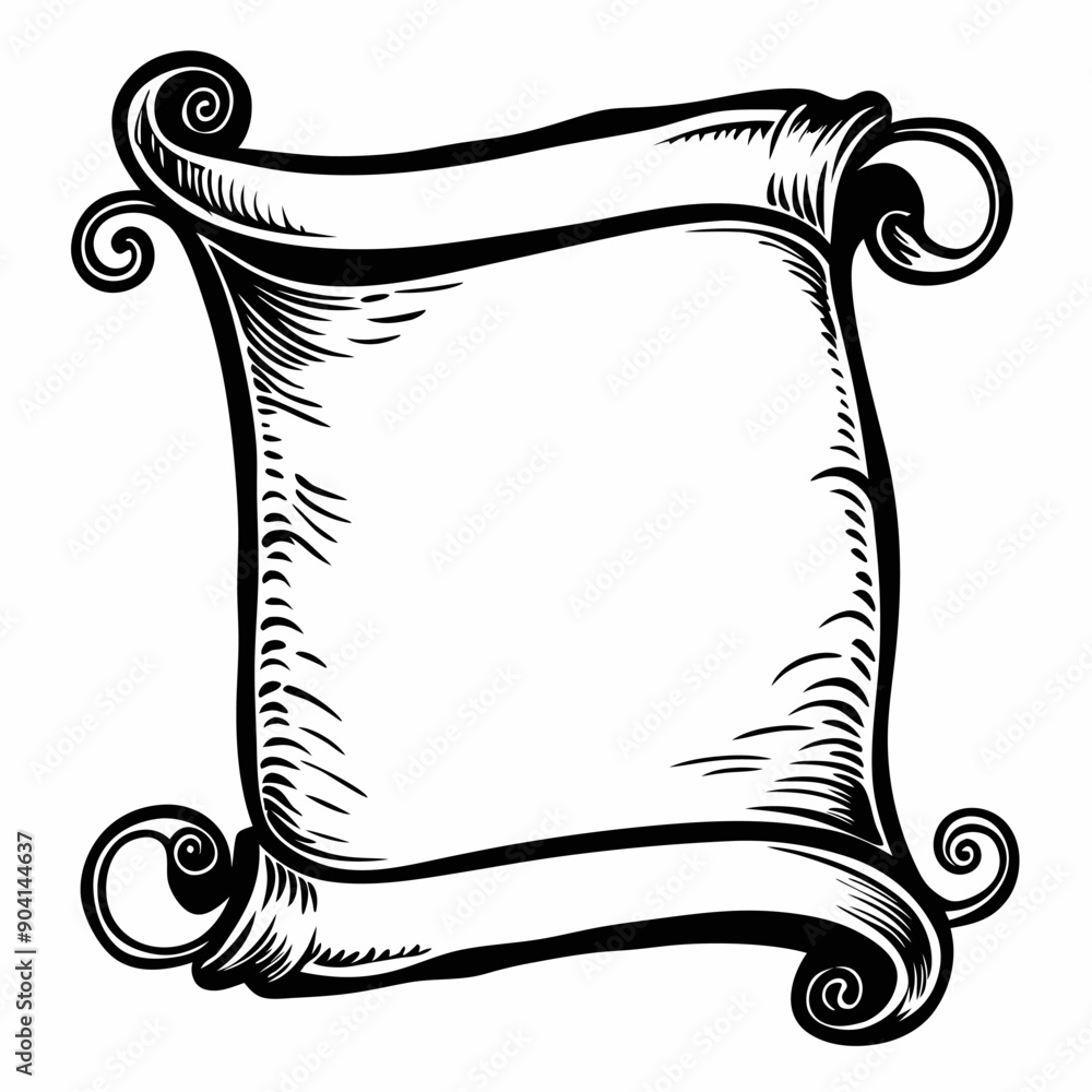 Poster a white frame with a scrollwork border