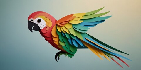 Obraz premium Flight of small multicolored parrot on a blurred background.