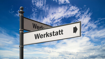 Fototapeta premium Signposts the direct way to Garage