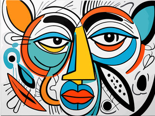 Vibrant abstract gathering of faces
