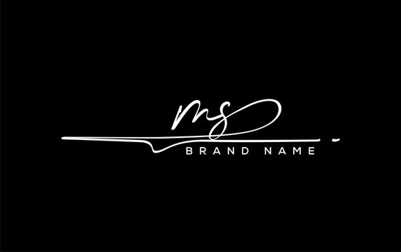 MS letter beauty handwriting vector logo.