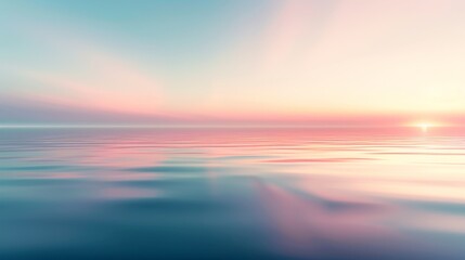 Fototapeta premium Peaceful sunset over calm ocean waters, showcasing soft pastel colors and serene reflections, perfect for relaxation and tranquility.