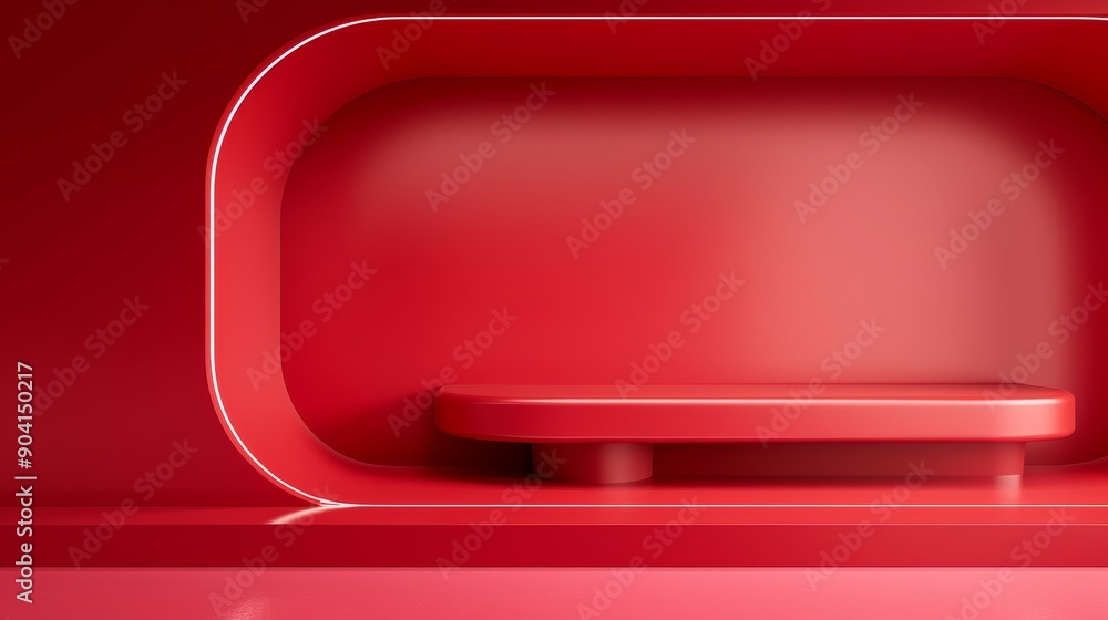 Aufkleber abstract red background with a platform, perfect for product display or minimal design.