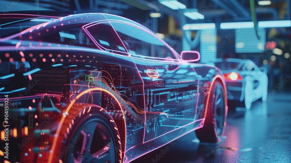 Poster advanced repair tools for cars include automated systems with integrated ai, designed to analyze and