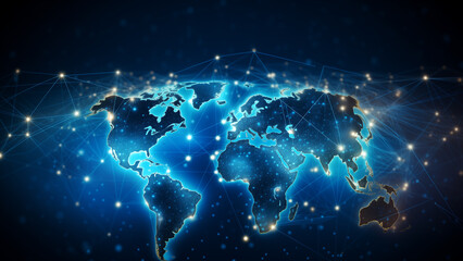 Global network connection on globe