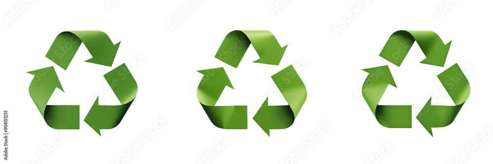 Wall mural green recycle arrow cutout. set of recycle arrow triangle on transparent background