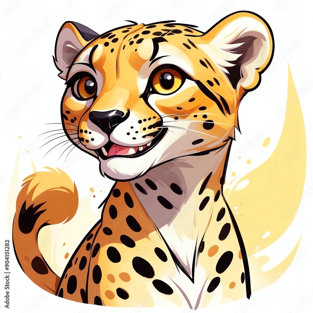 Canvas Prints cheetah smiling happy cartoon clipart illustration on plain white background