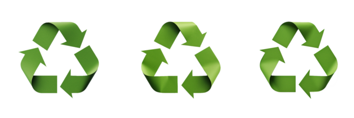 Green recycle arrow cutout. Set of recycle arrow triangle on transparent background