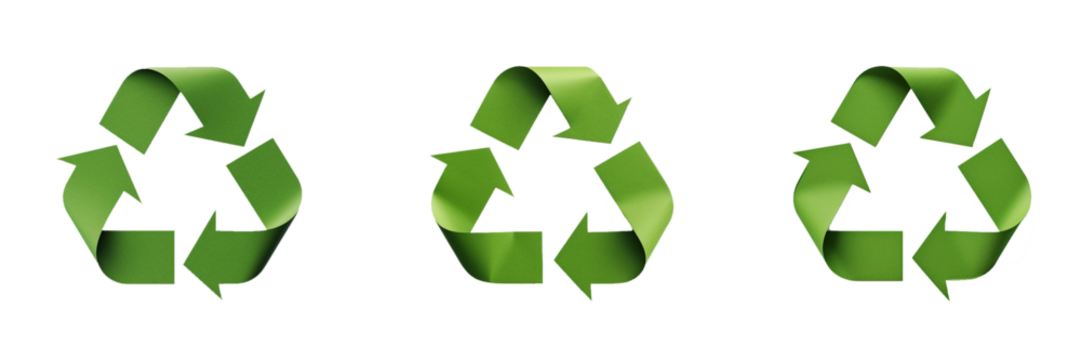 Green recycle arrow cutout. Set of recycle arrow triangle on transparent background - Powered by Adobe