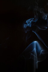 The artwork created from smoke is beautiful and gentle. Taken with a camera that has a high magnification rate.