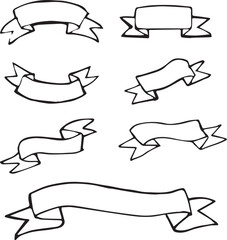 set of hand drawn ribbon banners vector illustration