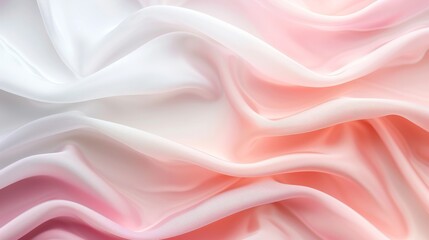 Obraz premium Soft and delicate fabric showcasing a beautiful gradient of pastel pink and white, perfect for backgrounds and textile designs.