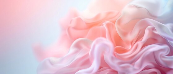 Soft, flowing fabric in gentle pink and white tones, creating a serene and calming background for designs or presentations.
