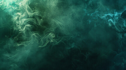 Obraz premium A magical background with smoky trails of emerald green and royal blue, softly merging with light steam, evoking a sense of wonder and fantasy.
