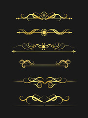 Collection of decorative line elements, borders and dividers