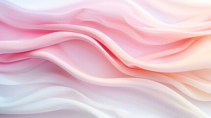 Fototapeta premium Soft, flowing fabric in gentle pink and white tones, ideal for backgrounds and textile designs.