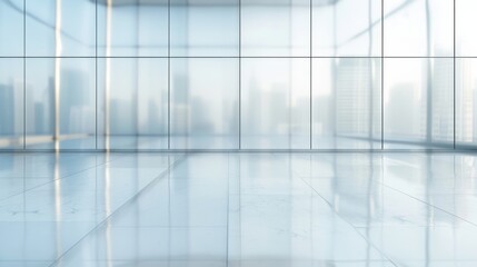 Spacious modern office space with glass walls and stunning city skyline views, perfect for professionals and business meetings.