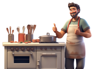 PNG Adult cook man countertop.