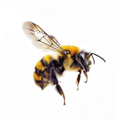 Detailed Close-up of a Honey Bee on White Background. Generative ai.