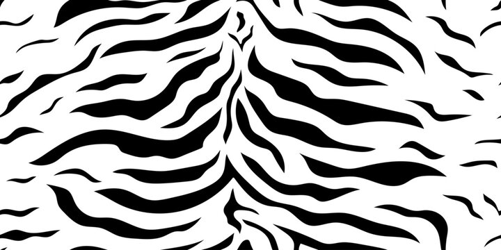 Hand drawn seamless pattern with zebra or tiger skin.  Repeating stripes motif. Wildlife, natural camouflage texture. Great for textile, fabric, wallpaper, wrapping, scrapbook and packaging