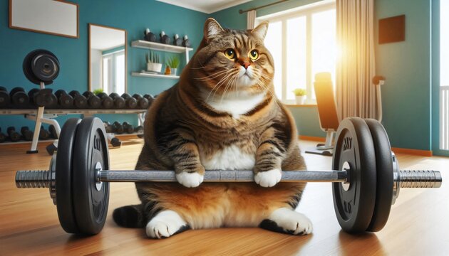 fat cat overweight gym workout weight loss weightlifting exercise health lifting