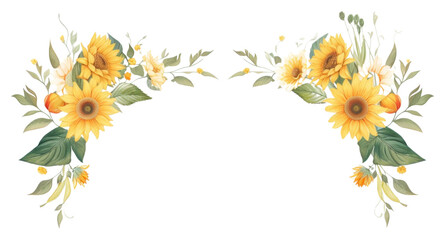 Obraz premium PNG Sunflower border frame pattern plant inflorescence.