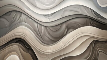 Abstract Flowing Gray and White Background with Smooth Wavy Lines, Abstract gray background