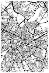Obraz premium Monochrome vector city map with road network of Brussels