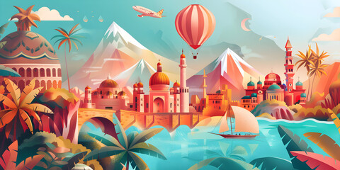 Banner for World Tourism Day, September 27. Vector illustration